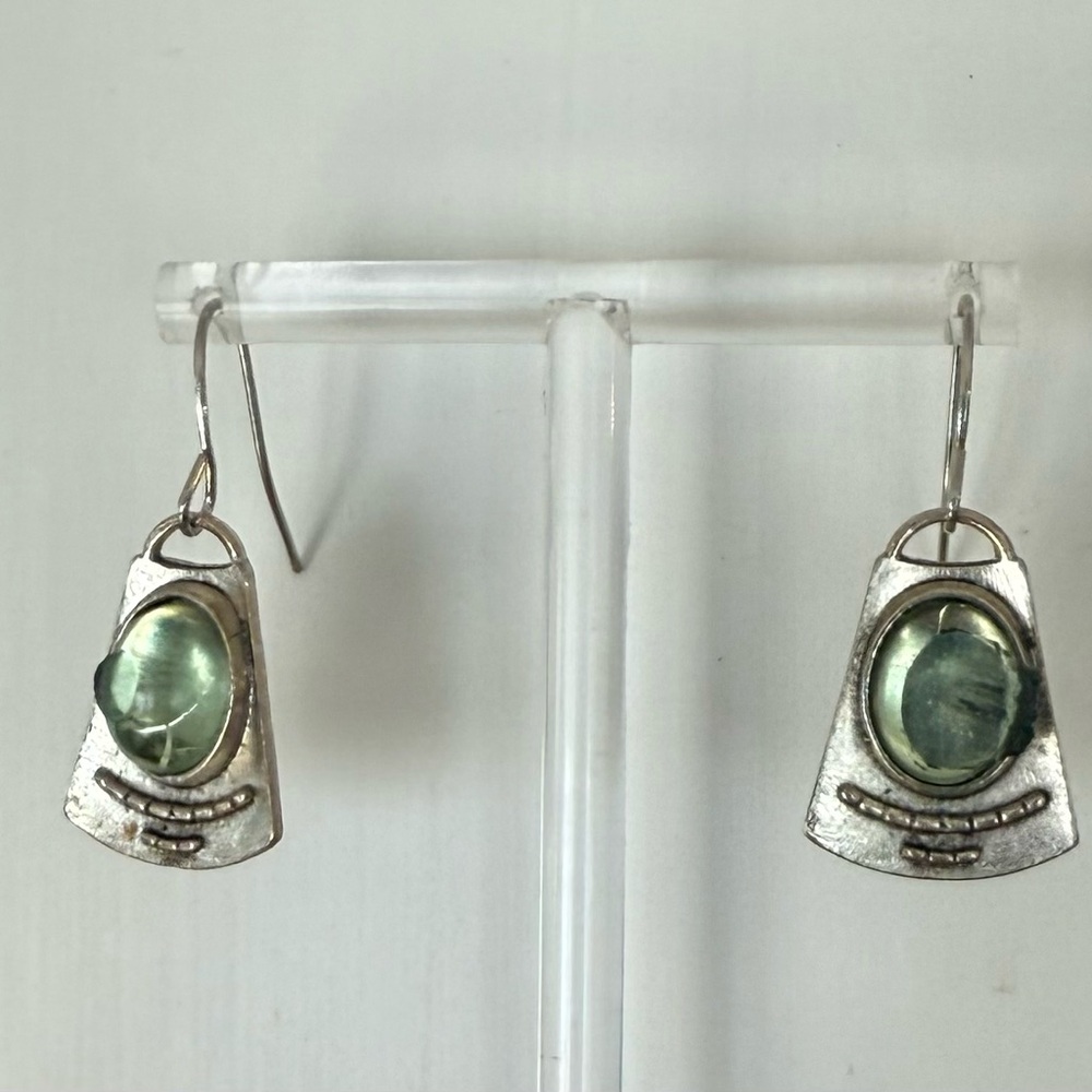 Silver plated and Green Earrings